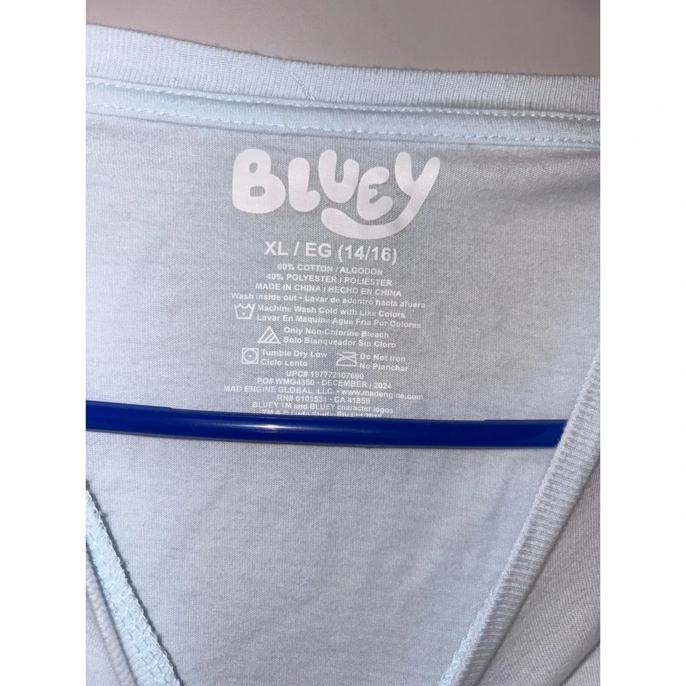 Bluey Bingo Kids Graphic T-Shirt Light Blue XL 14/16 Short Sleeve Crewneck